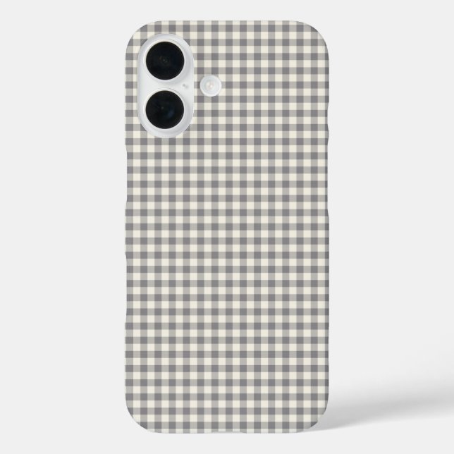 Coques Case-Mate iPhone Élégant Retro Grey En vichy Plaid Motif (Verso)