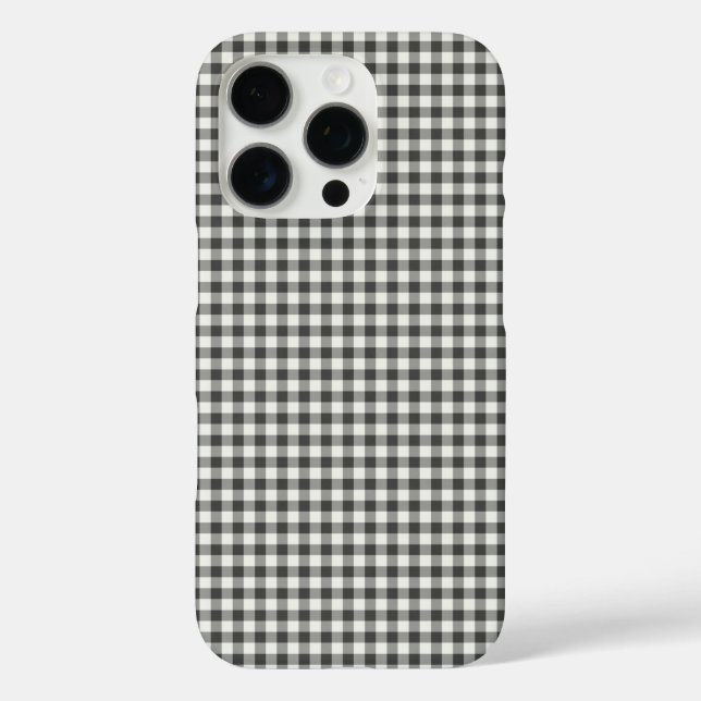 Coques Case-Mate iPhone Élégant Retro Noir Blanc En vichy Plaid Motif (Verso)