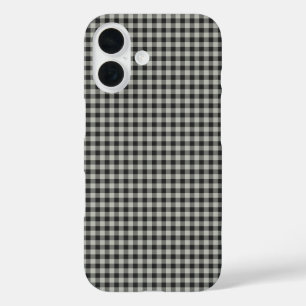 Coque Pour iPhone 16 Élégant Retro Noir et gris En vichy Plaid Motif