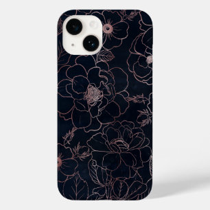Coque Pour iPhone 14 Élégant Rose bleu Rose or Floral