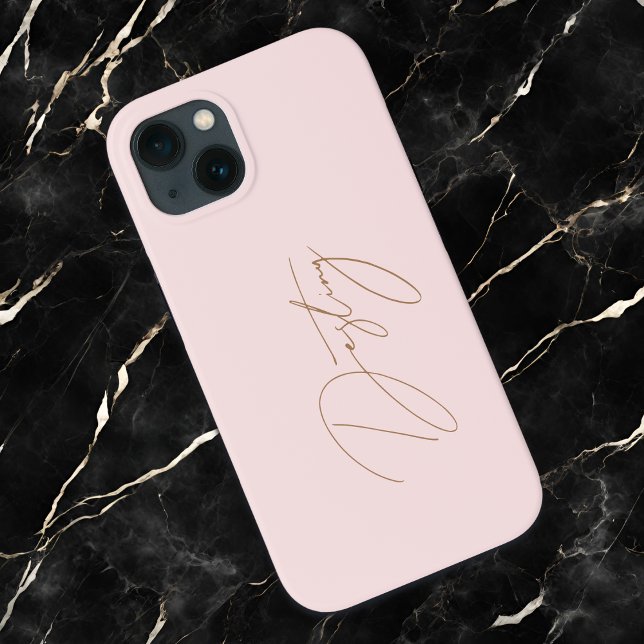 Coques Case-Mate iPhone Élégant rose & Chic Gold Nom de la calligraphie (Créateur téléchargé)