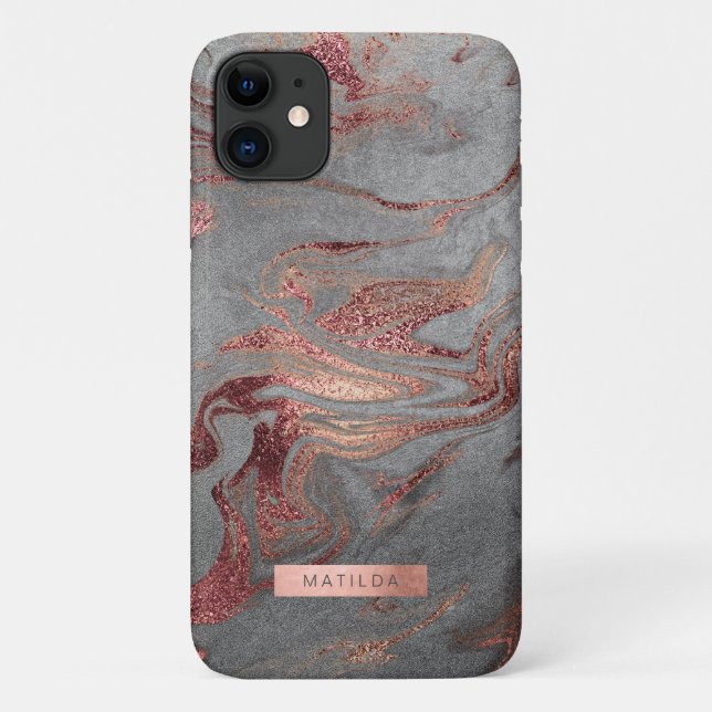 Coques Case-Mate iPhone Elégant rose en cuivre gris doré (Dos)