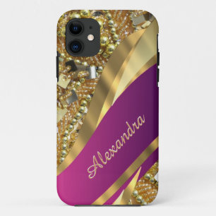Coque Case-Mate Pour iPhone Elégant rose et or bling personnalisé