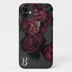 Case-Mate iPhone Case Élégant Rose floral foncé Monogramme I Téléphone C