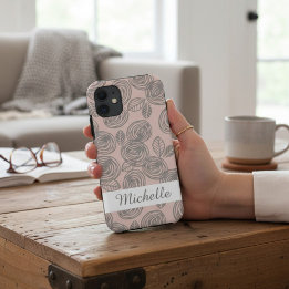 Case-Mate iPhone Case Élégant rose floral Monogramme