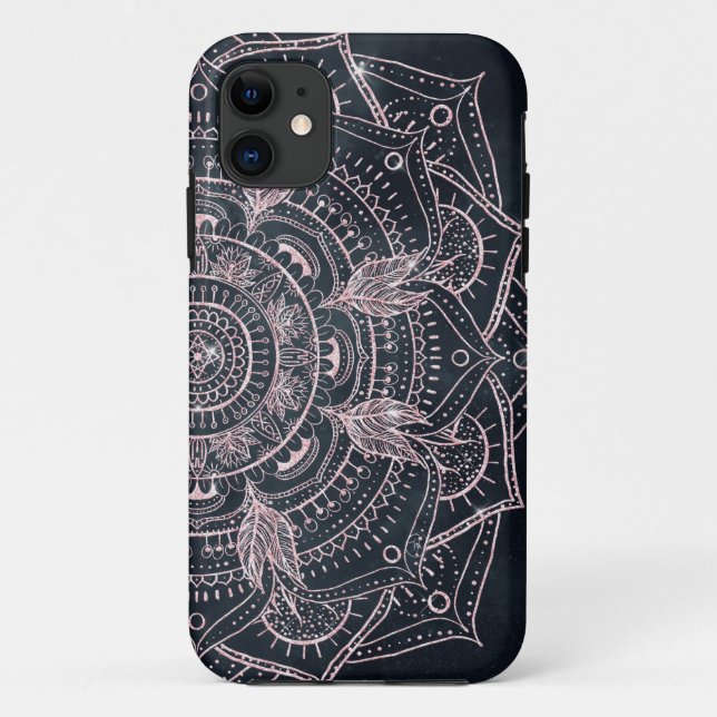 Coques Case-Mate iPhone Elégant Rose Gold Mandala Gray Nebula Design (Dos)