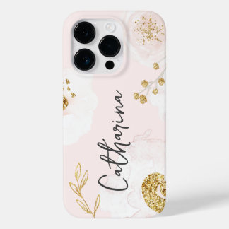 Coque Pour iPhone 14 Pro Elégant Rose or floral Pastel Blush Aquarelle