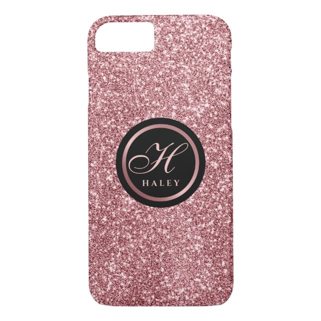 Coques Case-Mate iPhone Élégant Rose Parties scintillant or effet Monogram (Dos)