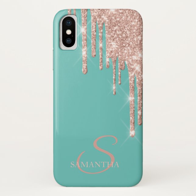 Coques Case-Mate iPhone Elégant Rose Parties scintillant or  vertes (Dos)