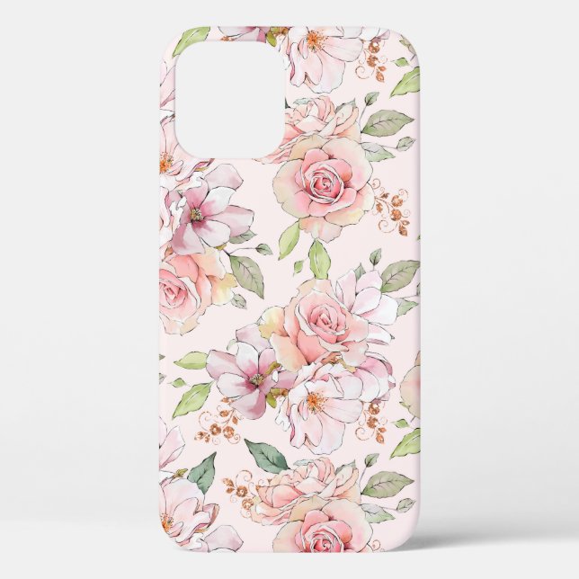 Coques Case-Mate iPhone Élégant rose pastel roses motif Coque-Mate iPhone (Verso)