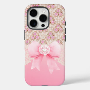 Coques iPhone 16 Pro Élégant Rose Rose Et Ruban Vintage