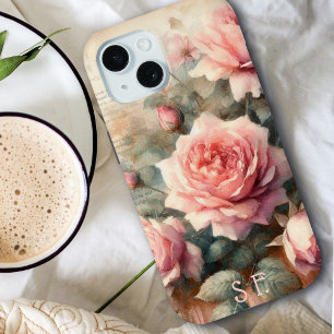 Coque Pour iPhone 15 Élégant rose rose rose rose rose florale Script