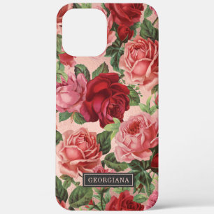 Case-Mate iPhone Case Élégant rose rouge rose rose Vintage Floral Nom pe