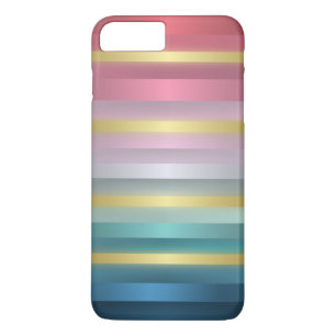 Coque iPhone 7 Plus Elégant rose Turquoise Gold Stripes