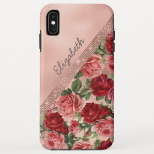 Case-Mate iPhone Case Élégant rose Vintage Roses Rouges Floral Monogramm