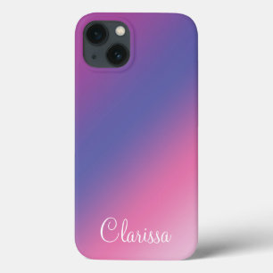 Etui iPhone 13 élégant rose violet bleu ombre dégradé coloré