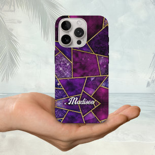 Coques iPhone 16 Pro Élégant rose violet girly géométrique