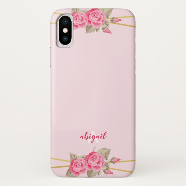 Coques Case-Mate iPhone Élégant Roses rose et or (Dos)