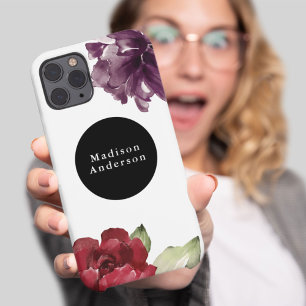 Case-Mate iPhone Case Elégant rouge et aquarelle de prune Floral avec no