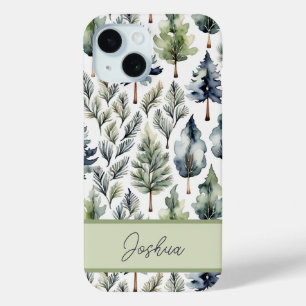 Coque Pour iPhone 15 Elégant Sage Green Fir Tree personnalisé