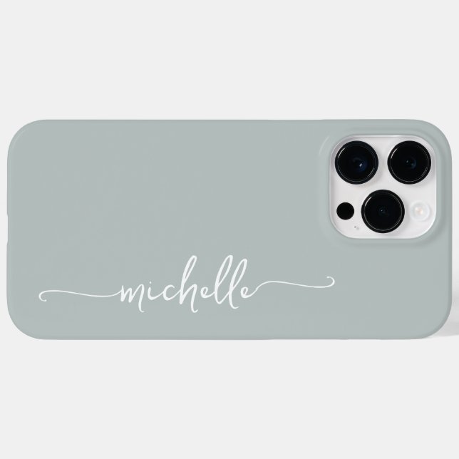 Coques Case-Mate iPhone Élégant Sage Green Girly Nom minimal Script (Verso (horizontal))