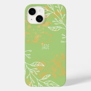 Coque Pour iPhone 14 Élégant Sage Green Gold Floral