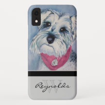 Elégant Schnauzer moderne avec Monogramme noir Nom
