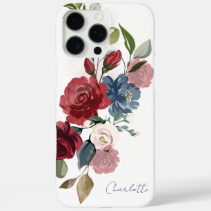 Coques iPhone 16 Pro Max Élégant Script Floral Aquarelle Personnalisé