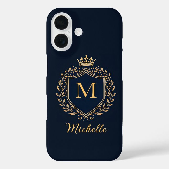 Coques Case-Mate iPhone Élégant script Monogram Custom Luxury Black Gold (Verso)