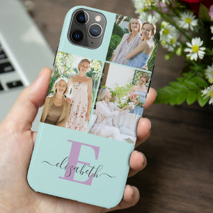 Case-Mate iPhone Case Élégant Script Monogramme 3 Photo Mint et Lilac