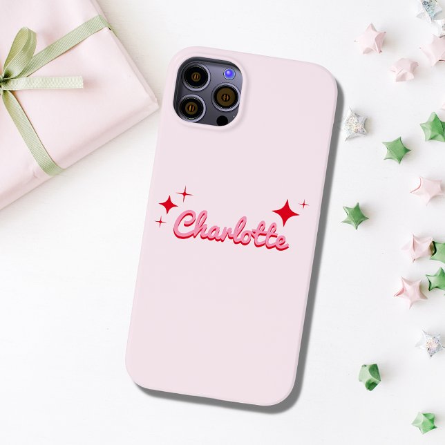 Coques Case-Mate iPhone Élégant Script rétro Monogramme rose (Créateur téléchargé)