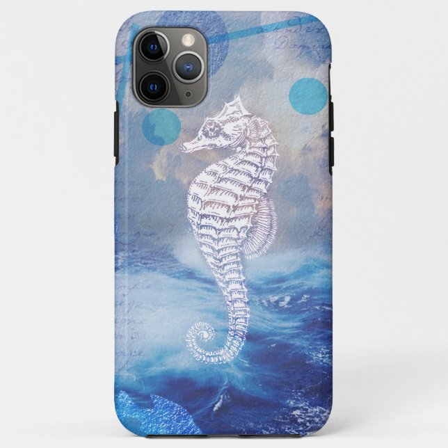 Coques Case-Mate iPhone Elégant Seahorse Blue Ocean Waves (Dos)