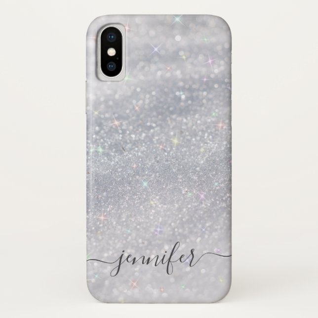 Coques Case-Mate iPhone Elegant Silver Glitter (Dos)