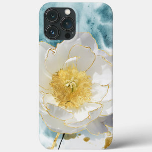 Case-Mate iPhone Case Élégant Simple Fleur Blanche Luxe Or Aquarelle