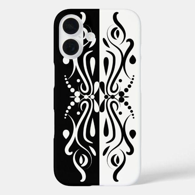 Coques Case-Mate iPhone Élégant style arlequin Abstrait noir et blanc (Verso)