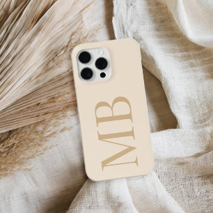 Coque iPhone 15 Pro Max Élégant Tan Minimaliste Premier Monogramme
