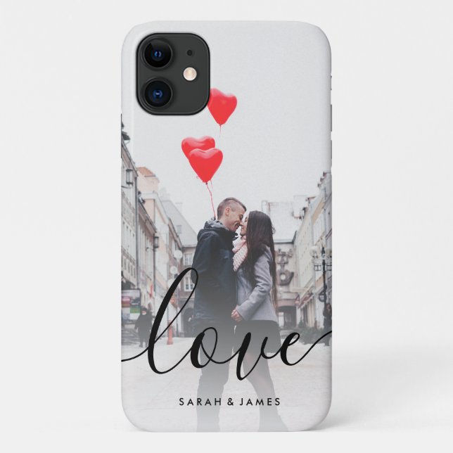 Coques Case-Mate iPhone Élégant texte d'amour photo couple personnalisé mo (Dos)