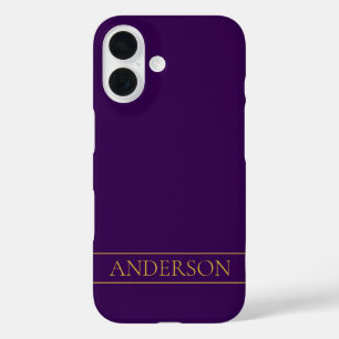 Coque Pour iPhone 16 Élégant texte personnalisable   Gold & Deep Purple