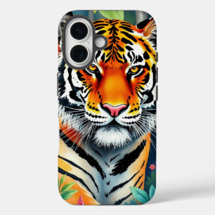Coque Pour iPhone 16 Elégant tigre sauvage coloré aquarelle peinture