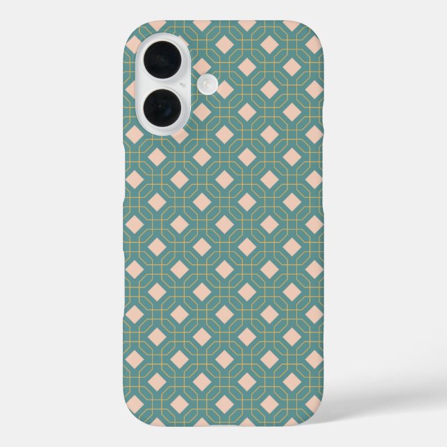 Coques Case-Mate iPhone Élégant Turquoise Blush Mid Century Motif moderne (Verso)