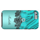 Elégant Turquoise Turquoise Bijou bleu Black Lace 