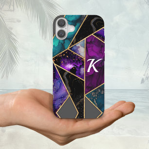 Coque Pour iPhone 16 Elégant turquoise violet parties scintillant girly