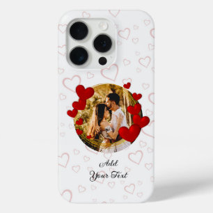 Coque iPhone 15 Pro Élégant Valentines, Amour, Anniversaire Coeur Roug