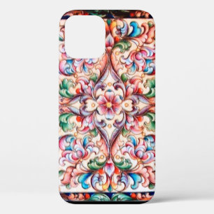 COQUE iPhone 12 ÉLÉGANT VERT BLEU ROSE ROUGE ROUGE IMAGINAIRE FLOR
