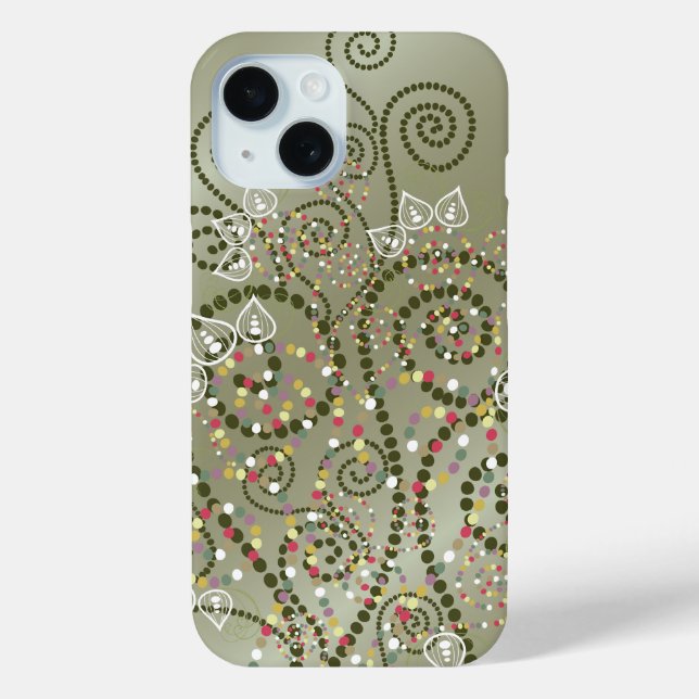 Coques Case-Mate iPhone Elégant vert Bohème Déco Dots Spirales Artistique (Verso)