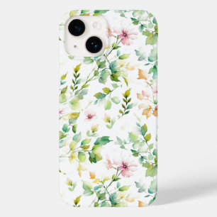 Coque Pour iPhone 14 Elégant vert fleurs sauvages d'aquarelle