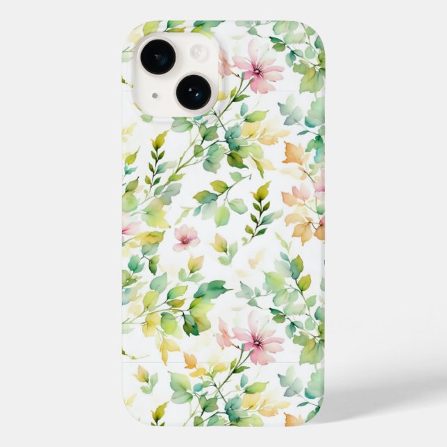 Coques Case-Mate iPhone Elégant vert fleurs sauvages d'aquarelle (Verso)
