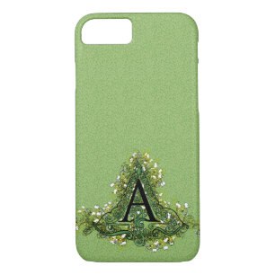 Coque Case-Mate Pour iPhone Élégant vert Vintage Floral initial Un monogramme