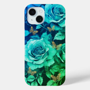 Coque Pour iPhone 15 Élégant Vintage Fairytale Roses et papillons