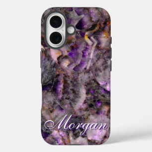 Coque Pour iPhone 16 Elégant violet granit violet pierre violet marbre 